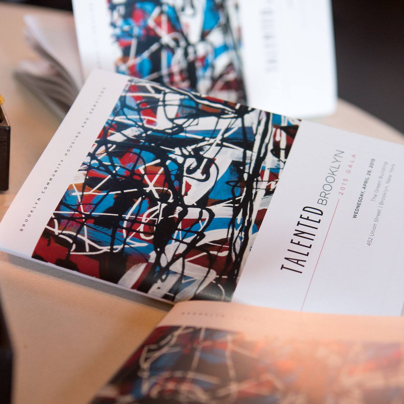 Close up of the program for BCHS's 2015 Gala, Talented Brooklyn.